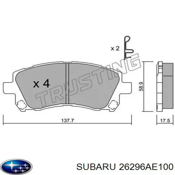 26296AE100 Subaru pastillas de freno delanteras