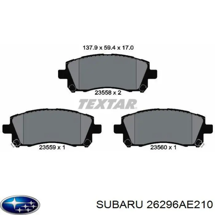 Pastillas freno delanteras Subaru 26296AE210 precio, desde 28,56 EUR