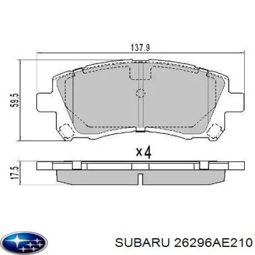 Comprar 26296AE210 Subaru Pastillas delanteras de freno