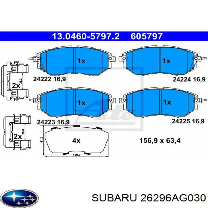 Comprar 26296AG030 Subaru Pastillas delanteras de freno