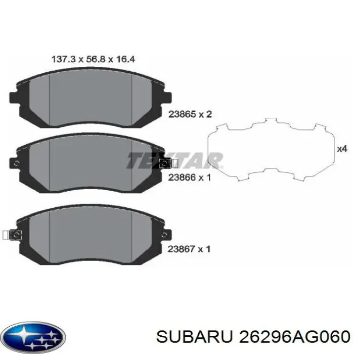 Pastillas freno delanteras Subaru 26296AG060 precio, desde 25,82 EUR