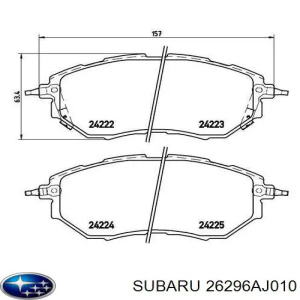 26296AJ010 Subaru pastillas de freno delanteras