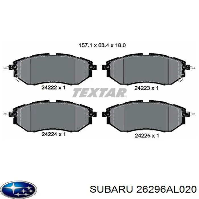 26296AL020 Subaru pastillas de freno delanteras