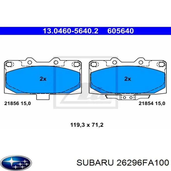 26296FA100 Subaru pastillas de freno delanteras