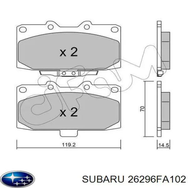 26296FA102 Subaru pastillas de freno delanteras