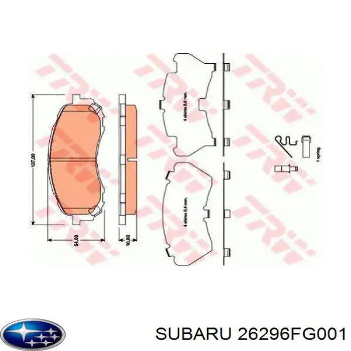 26296FG001 Subaru pastillas de freno delanteras