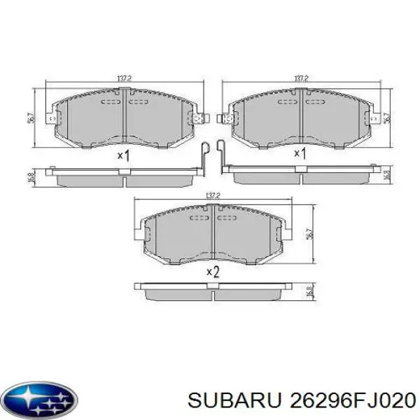 Comprar 26296FJ020 Subaru Pastillas delanteras de freno