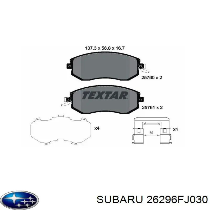 26296FJ030 Subaru pastillas de freno delanteras