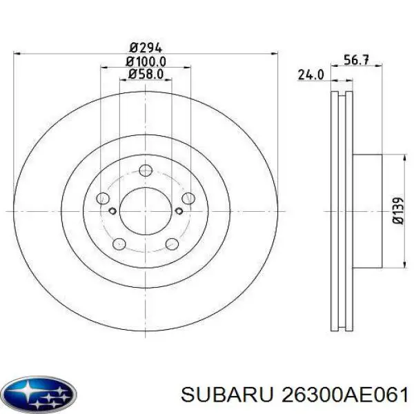 26300AE061 Subaru disco de freno delantero
