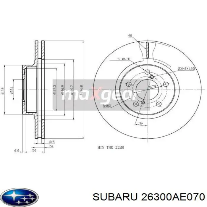 26300AE070 Subaru disco de freno delantero