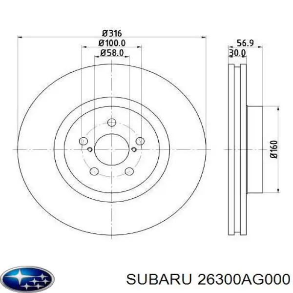 Comprar 26300AG000 Subaru Freno de disco delantero