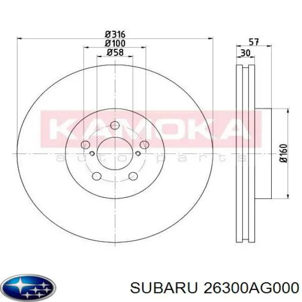 26300AG000 Subaru disco de freno delantero