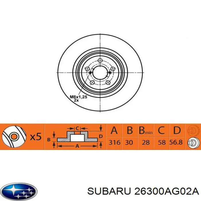 26300AG02A Subaru disco de freno delantero
