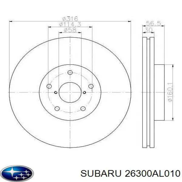 Comprar 26300AL010 Subaru Freno de disco delantero