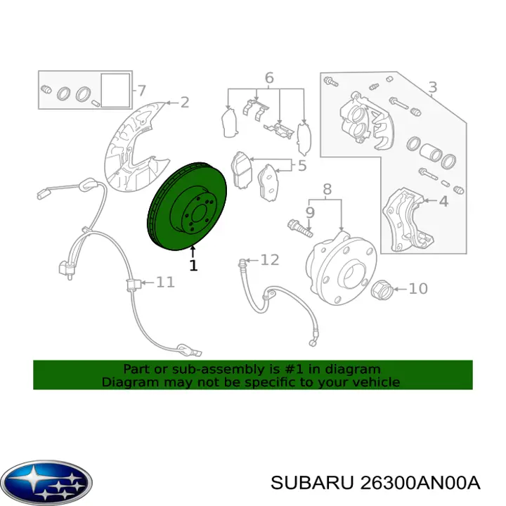 Freno de disco delantero Subaru OUTBACK (BT)