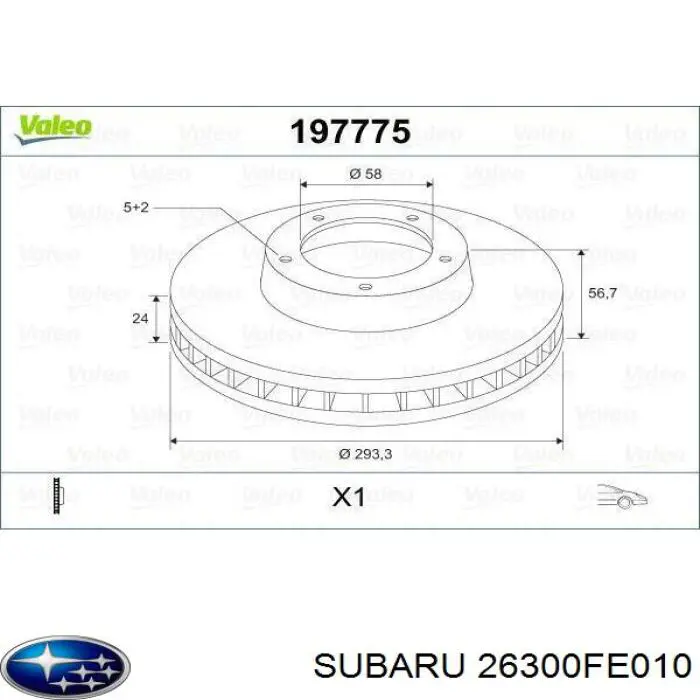 26300FE010 Subaru disco de freno delantero