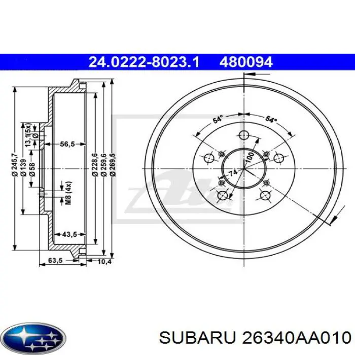 26340AA010 Subaru freno de tambor trasero
