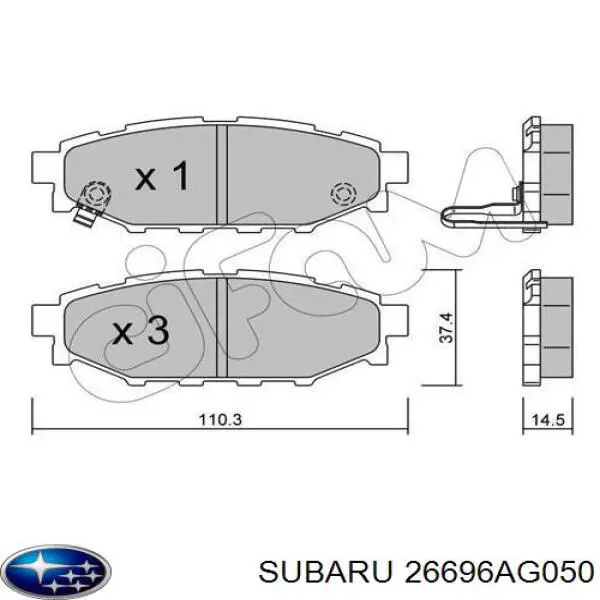 26696AG050 Subaru pastillas de freno traseras