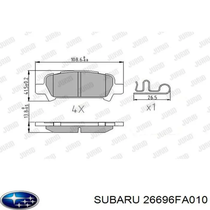 26696FA010 Subaru pastillas de freno traseras