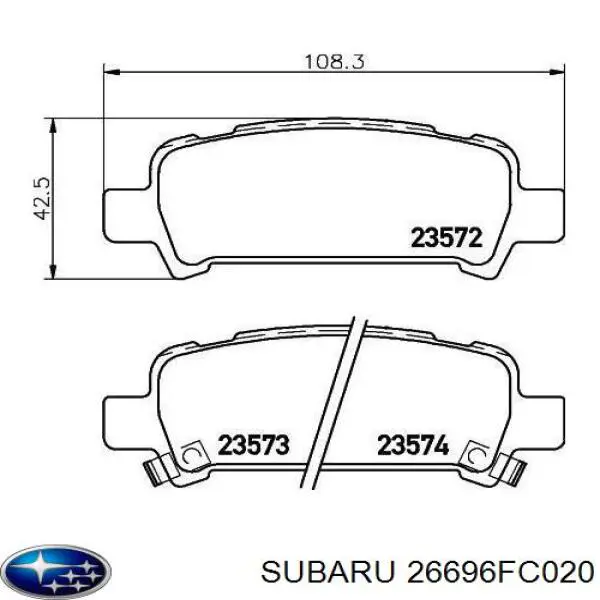 Comprar 26696FC020 Subaru Pastillas de freno traseras