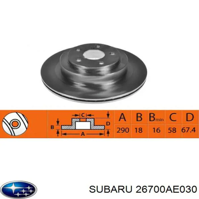 Disco de freno trasero Subaru 26700AE030 precio, desde 45,06 EUR