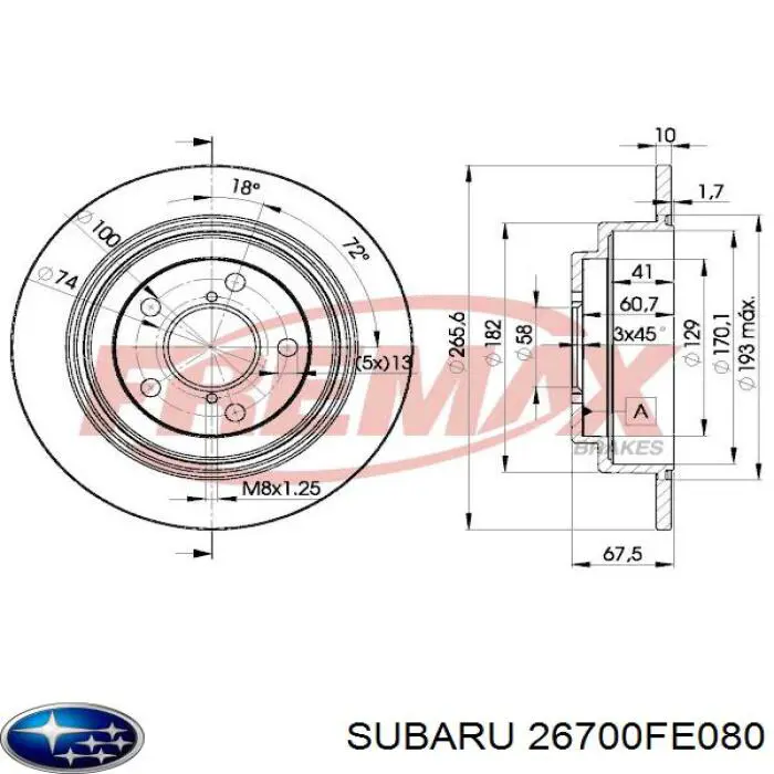 Comprar 26700FE080 Subaru Disco de freno trasero