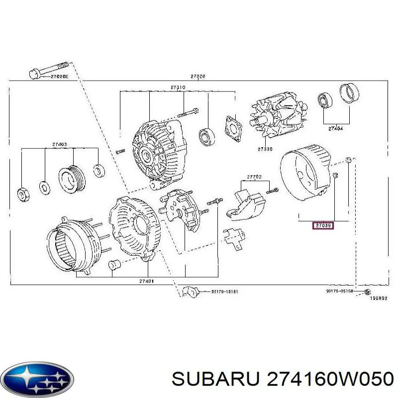 274160W050 Subaru poleas juego de piezas