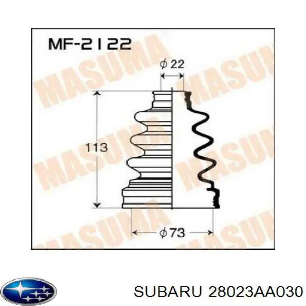 28023AA030 Subaru fuelle, árbol de transmisión delantero interior