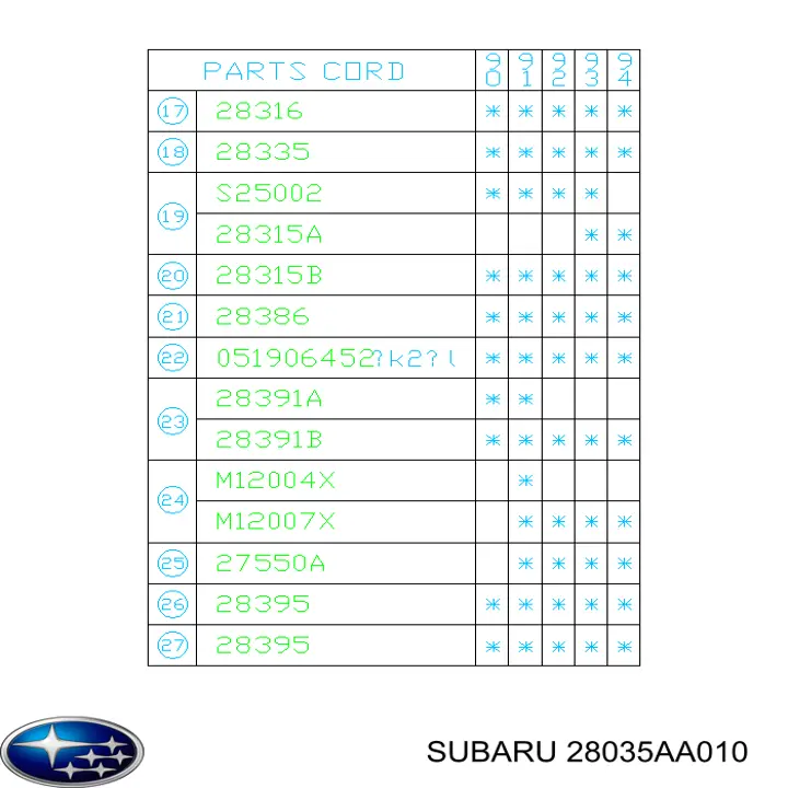 Comprar 28035AA010 Subaru Cojinete de rueda delantero