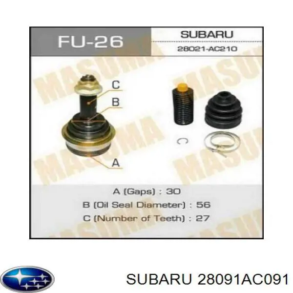 Junta homocinética exterior delantera Subaru 28091AC091 precio, desde 56,08 EUR