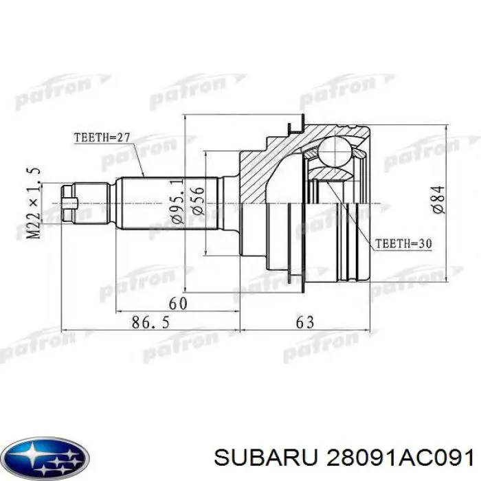 Comprar 28091AC091 Subaru Junta homocinetica
