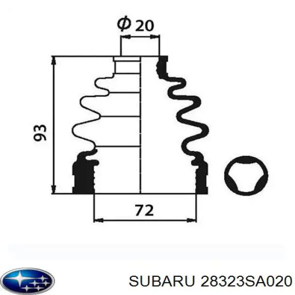 Comprar 28323SA020 Subaru Fuelle de semieje delantero interior