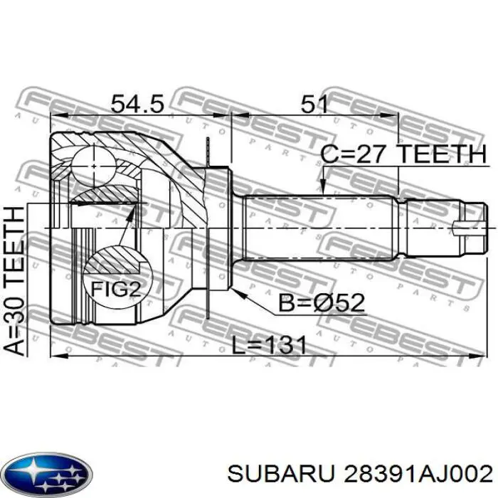 28391AJ002 Subaru Junta homocinética