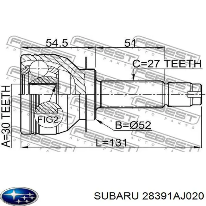 28391AJ020 Subaru junta homocinética exterior delantera