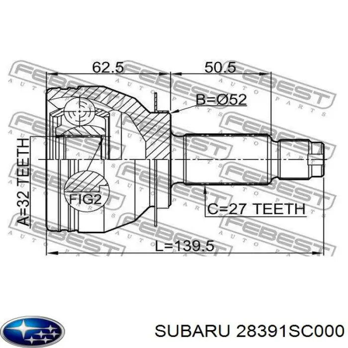 Junta homocinetica 28391SC000 Subaru