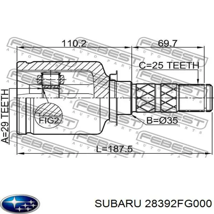 28392FG000 Subaru junta homocinética interior delantera