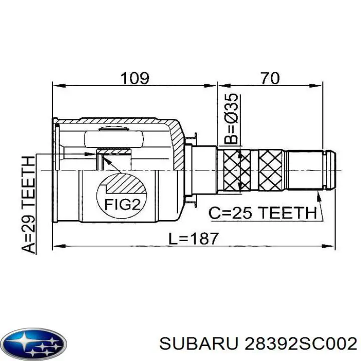 Junta homocinética interna delantera Subaru 28392SC002 precio, desde 45,65 EUR