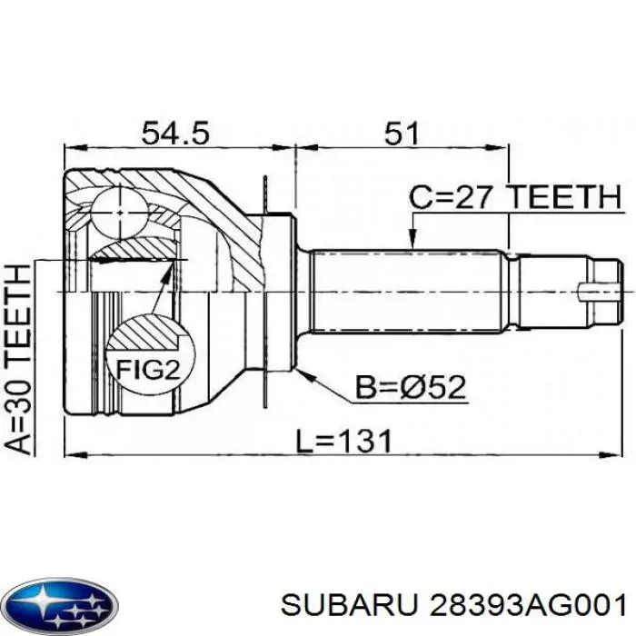 28393AG001 Subaru junta homocinética exterior delantera
