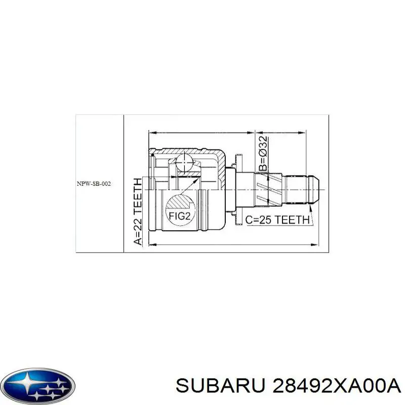 28492XA00A Subaru junta homocinética interior trasera