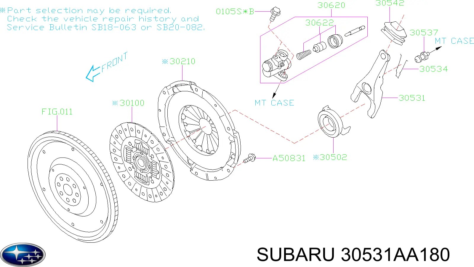 Horquilla de embrague para Subaru Forester (S11, SG)