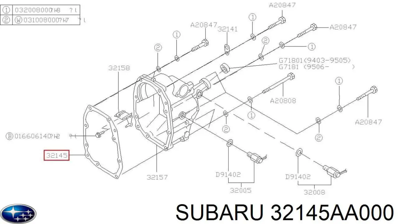 32145AA000 Subaru juntas tapa para caja de cambios