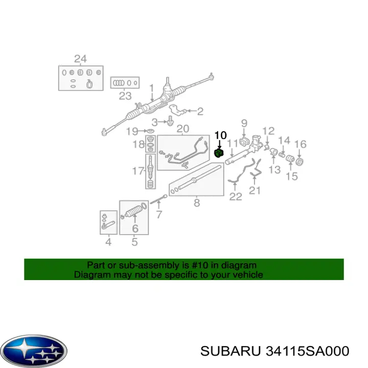 34115SA000 Subaru suspensión, mecanismo de dirección izquierda