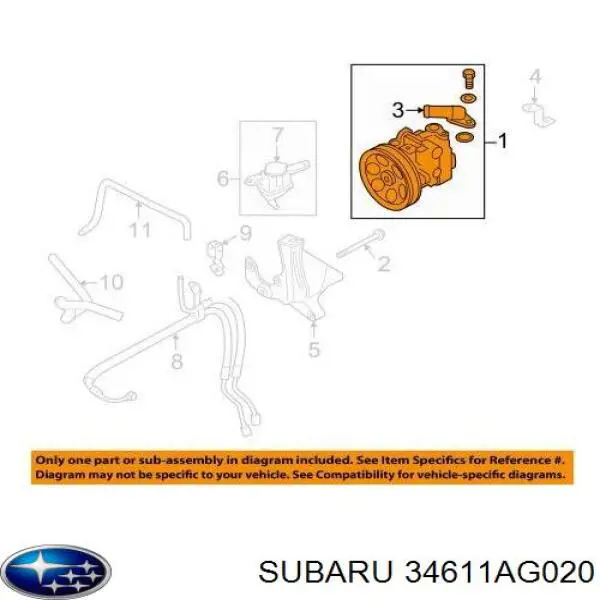 Manguera de baja presión de dirección asistida, del depósito a la bomba Subaru 34611AG020 precio, desde 48,61 EUR