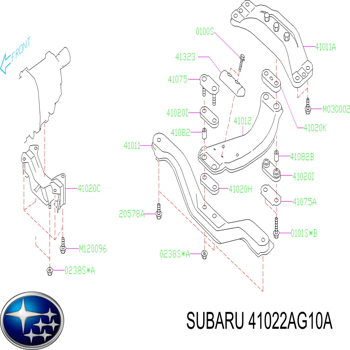 41022AG10A Subaru montaje de transmision (montaje de caja de cambios)