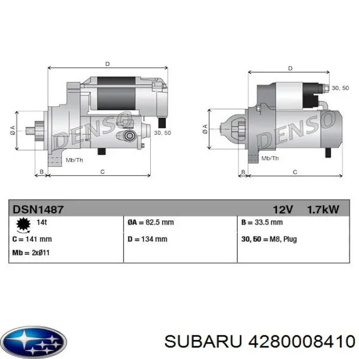 23300AA700 Subaru Arranque motores