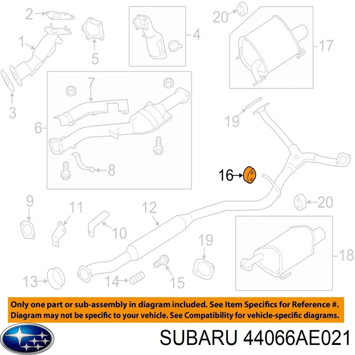 Almohadilla de tope silenciador Subaru 44066AE021 precio, desde 1,48 EUR