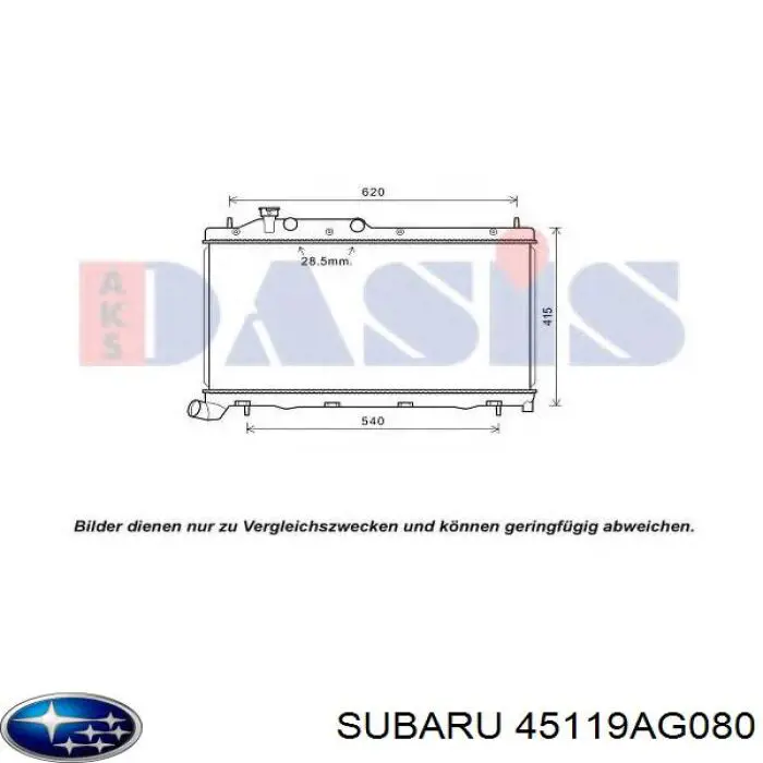 Água radiador Subaru 45119AG080 precio, desde 129,23 EUR