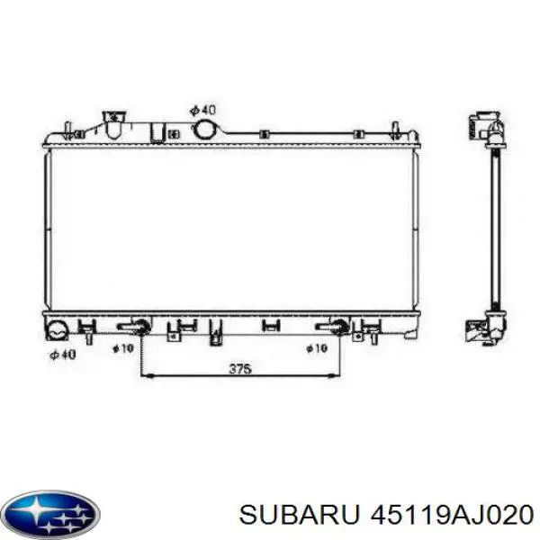 45119AJ020 Subaru radiador refrigeración del motor