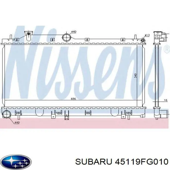 45119FG010 Subaru radiador refrigeración del motor