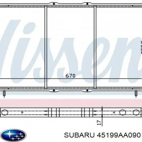 45199AA090 Subaru radiador refrigeración del motor